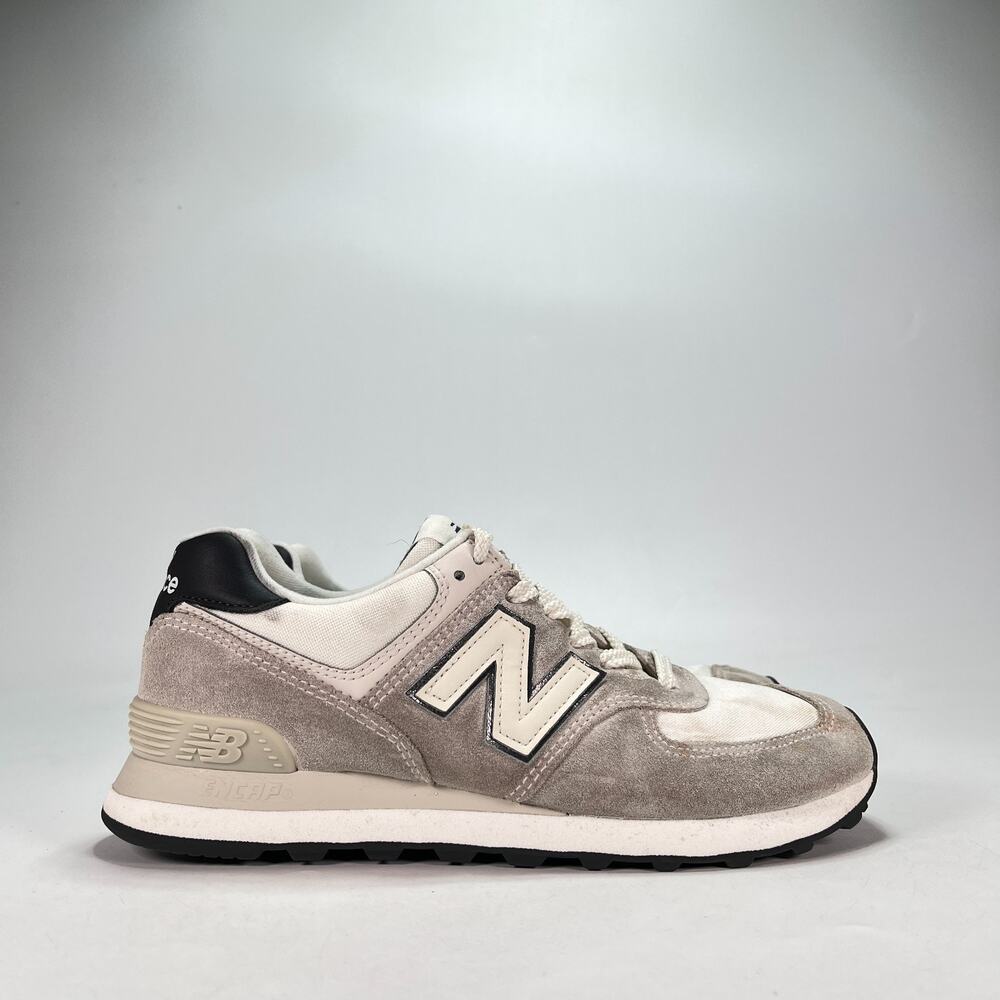 New Balance 574 Grey Off White Casual Lifestyle Sneakers WL574PB Men's Size 9.5